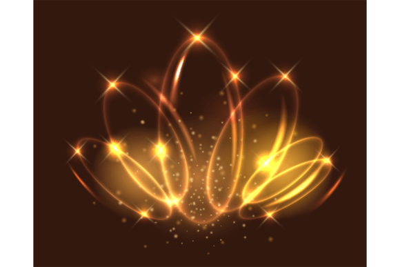 Download Sparkling Light Effect Lotus Shape. Gold - Light effect Collection